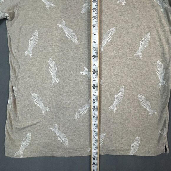 Chaps Polo Shirt Mens Extra Large‎ Beige All Over Fish Print 100% Cotton - Picture 10 of 11